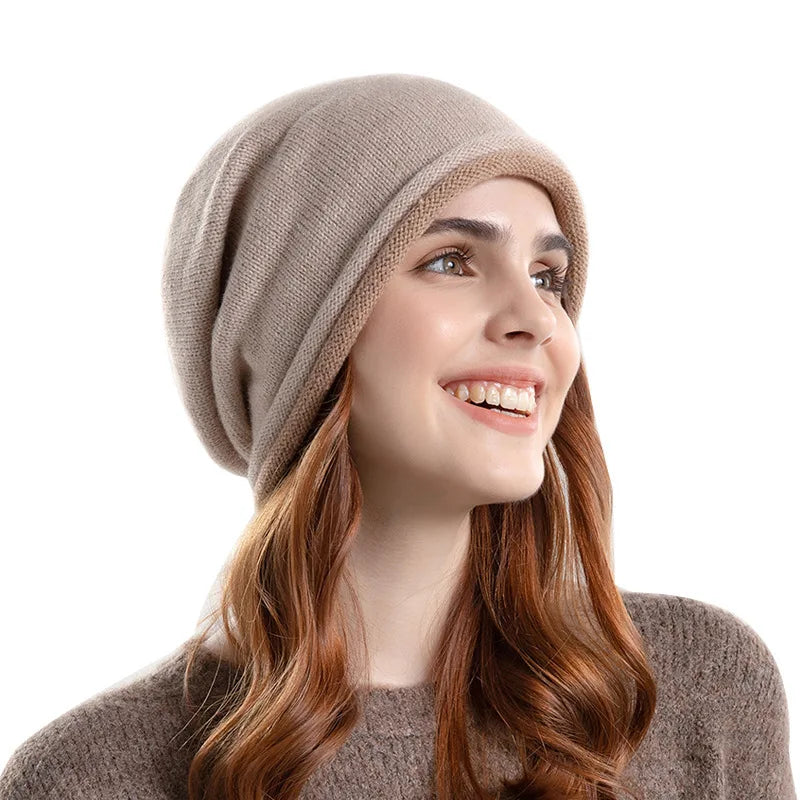 Winter Women Curled Knit Hat Fashion Cold Hat Warm Pile Hat Big Head Round Ear Protector Hat Puller Hat