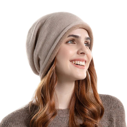 Winter Women Curled Knit Hat Fashion Cold Hat Warm Pile Hat Big Head Round Ear Protector Hat Puller Hat