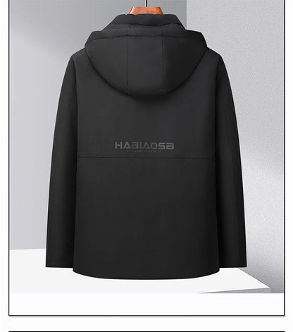 Men Winter Thick Warm Parka Coat Fleece Inside Male Solid Color Hooded Thick Jacket  Men's Middle Long Coat Size