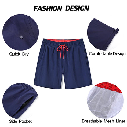 Escatch 2025 Mens Shorts Classic Quickly Dry Solid Sportswear Swim Trunks Beach Mesh Liner Surfing Traje De Baño Hombre Short