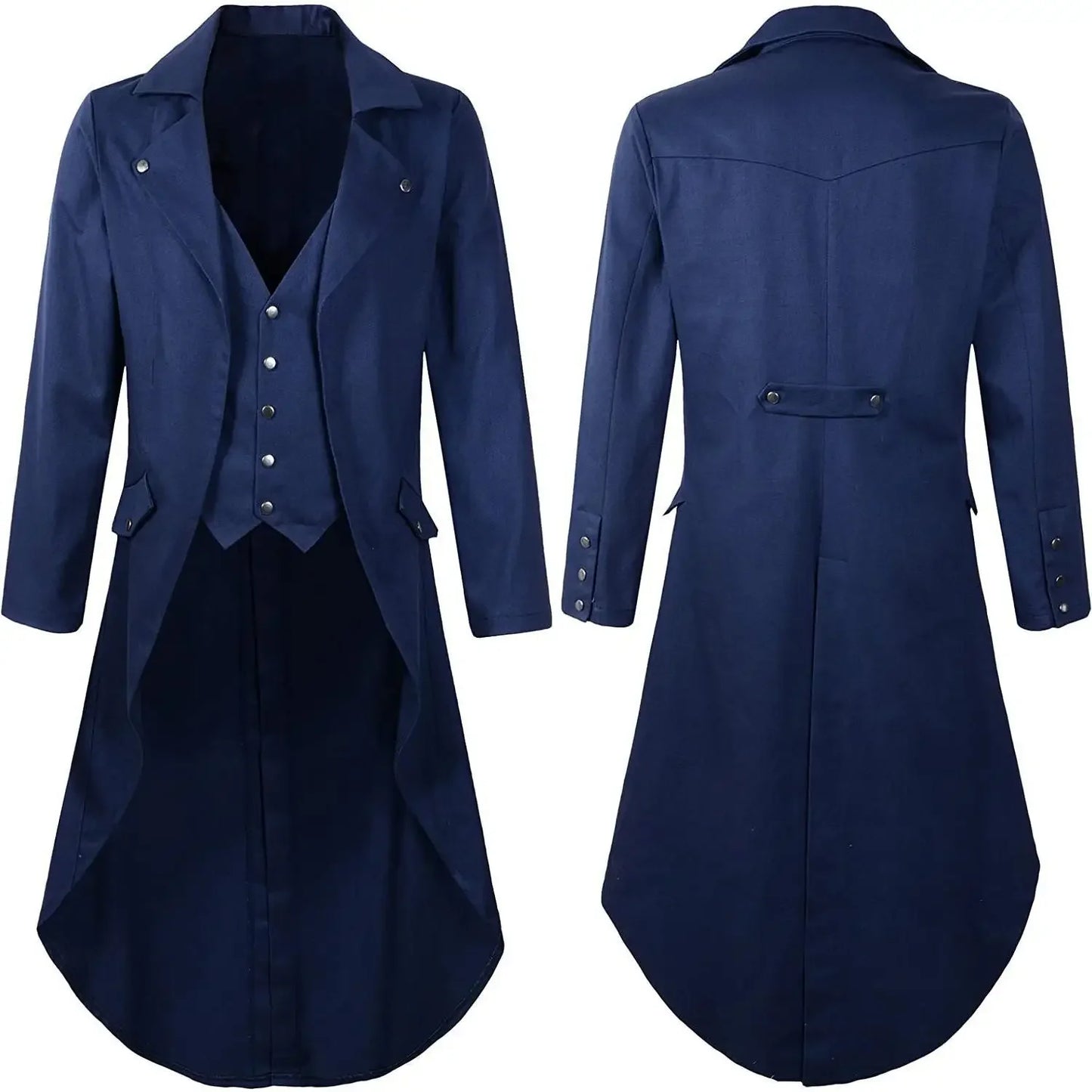 Mens Gothic Tail Coat Black Steampunk Victorian Coat for Men