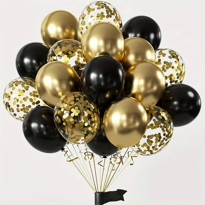 16pcs Black and Metallic Gold Balloons for Birthday New Year Wedding Graduation Party Baby Shower Decorations