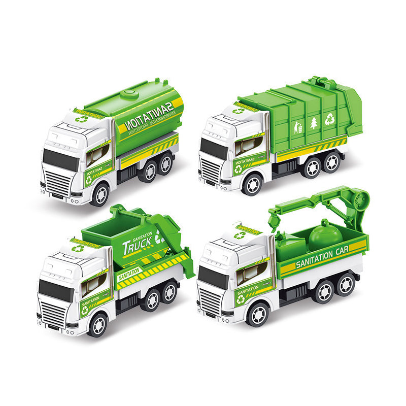 Kids Toys Car Inertia Sanitation Truck Models Pull Back Military Engineering Vehicle Fire Engine Boys Toys For Children Gift