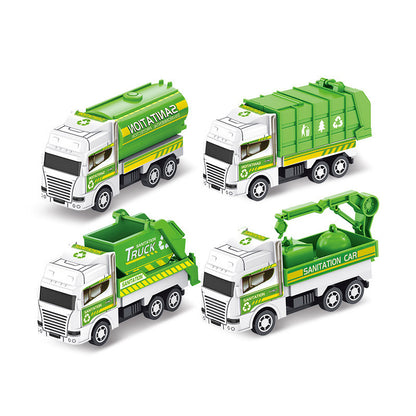 Kids Toys Car Inertia Sanitation Truck Models Pull Back Military Engineering Vehicle Fire Engine Boys Toys For Children Gift