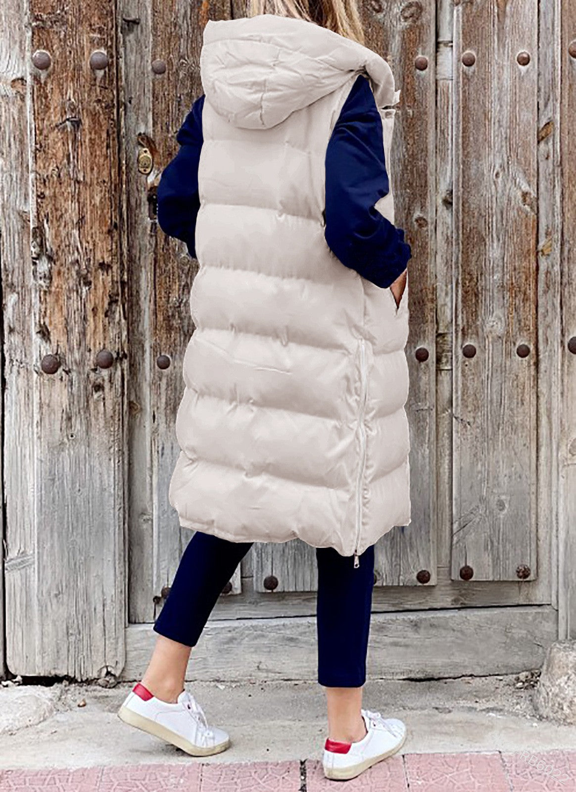 Women's Long Coat Vest With Hood Autumn Winter Sleeveless Warm Cotton Down Coat Waistcoat Quilted Vest Down Jacket Outwear 5XL