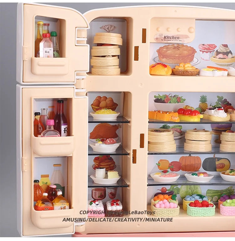 Children's toys simulated refrigerator girl boy large kitchen mini food play house holiday gift wisdom