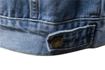 Men Denim Coat Casual Coats Turn Down Collar Full Sleeve Jackets Single Breasted Regular Pocket Button Jacket Splice Autumn