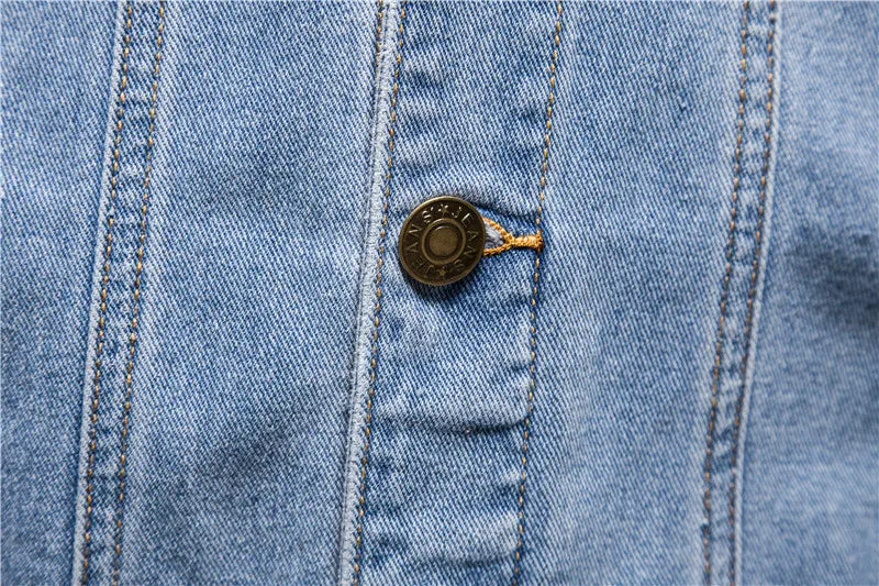 Men Denim Coat Casual Coats Turn Down Collar Full Sleeve Jackets Single Breasted Regular Pocket Button Jacket Splice Autumn