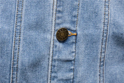 Men Denim Coat Casual Coats Turn Down Collar Full Sleeve Jackets Single Breasted Regular Pocket Button Jacket Splice Autumn