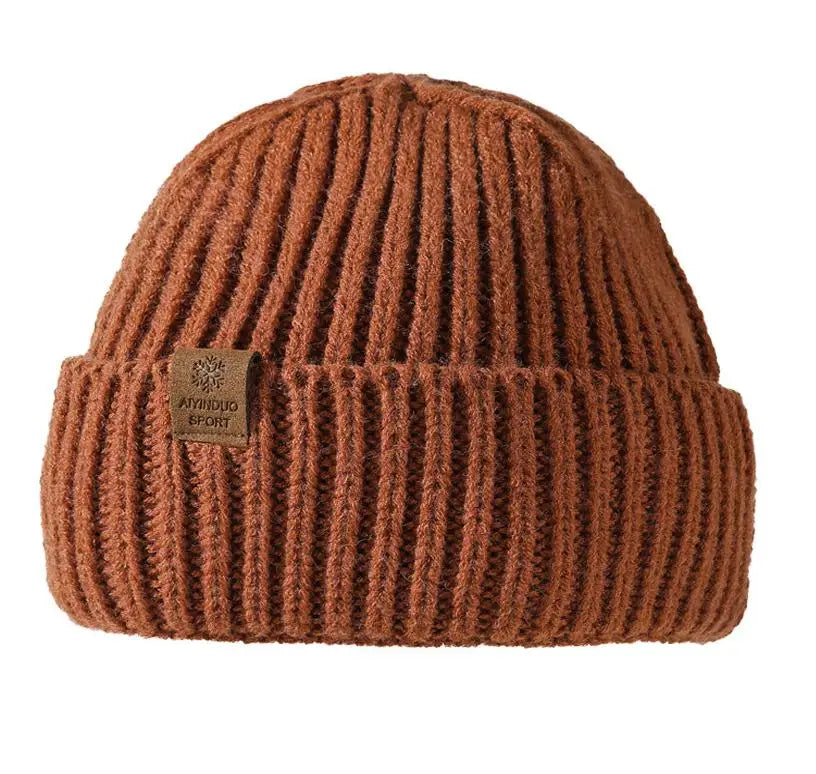 Winter Hats For Men Thickened Knitted Beanie Ear Protection Solid Color Cold Hat Keep Warm Baggy Cap Male Korean Elastic New