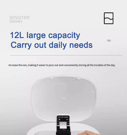 2025 new smart induction trash can for household sealing 12L cracked and cover smart trash can for living room bathroom kitchen