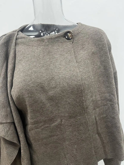 Knitted Short Coat Jacket Shawl Fashion Loose Casual Sleeved Coat Autumn Lady Cape Scarf Collar Outwear Pullover Sweater