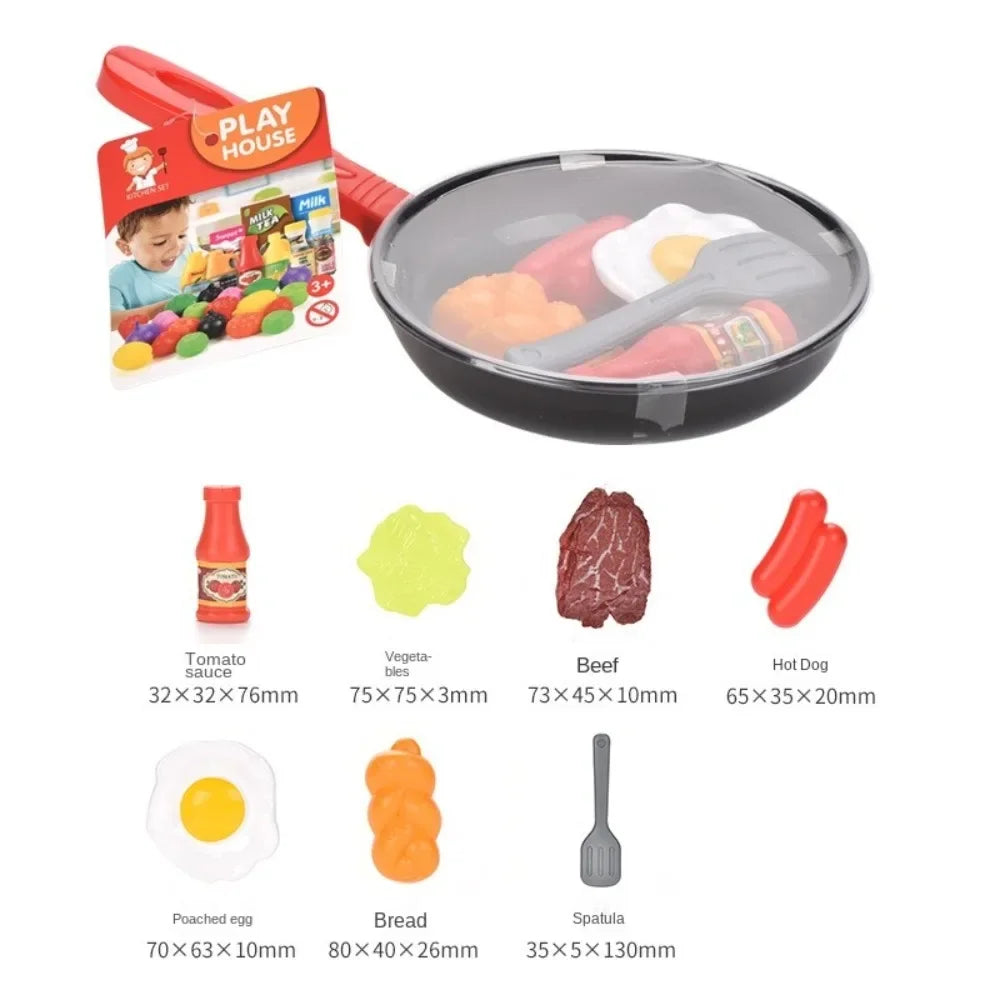 Children Imitate Kitchen Food Toys Birthday Cake Egg Tower Cooking Utensils Steak Fried Eggs Hot Dogs House Games Holiday Gifts