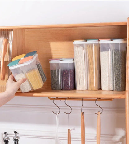 Upgrade Model Kitchen Cereals Storage Box Plastic 4 Grids Cereals Sealed Jar Food Container Moisture-proof Grain Tank