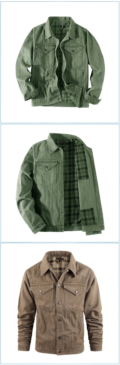 Men's Spring and Autumn Fashion Versatile Jacket Pure Cotton Casual Loose Collar Jacket High end Business workwear Top Coat