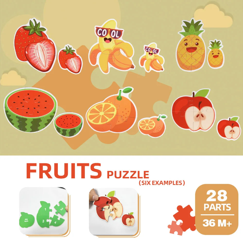 Children's puzzle toys, early education enlightenment cognition, cartoon patterns multiple themes