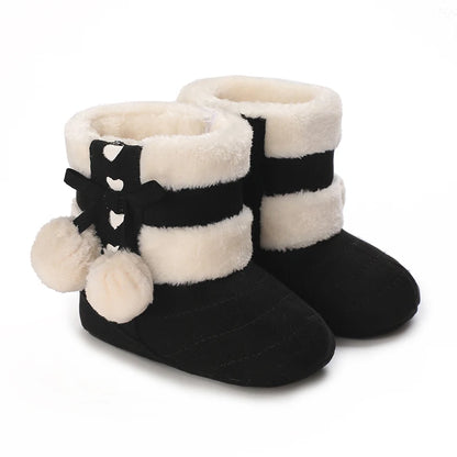 Winter Baby Cotton Shoes for Girls Plush and Thick Insulation Snow Boots Soft Soles Foot Protection Walking Shoes