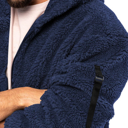 2024 American Style Heavy Coat Men's Winter Jacket Double-sided Fleece Warm Windbreaker Casual Sports Hooded Coat Bomber Jacket