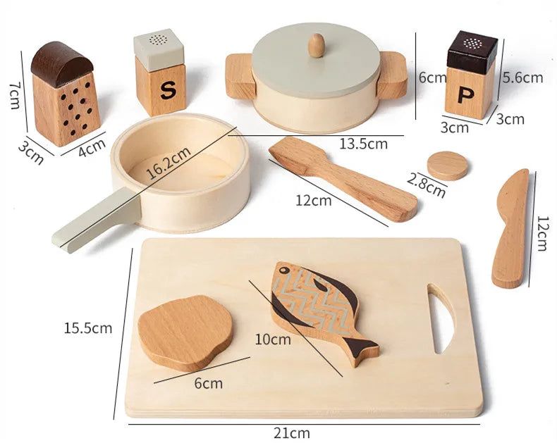 Natural Wood Children's Preschool Toys Fruits And Vegetables Simulation Play House Kitchenware Cognitive Wooden Model Toys