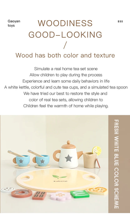 Children's simulation wooden toys, tea set sets, pretend games, baby educational toys, birthday and holiday gifts