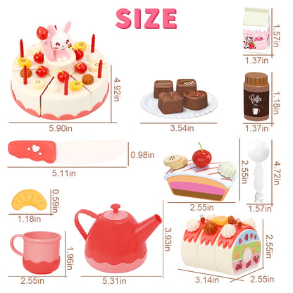 Children's Birthday Cake Toys Play Home Afternoon Tea Birthday Party Set Kitchen Toys with Light Music Early Education