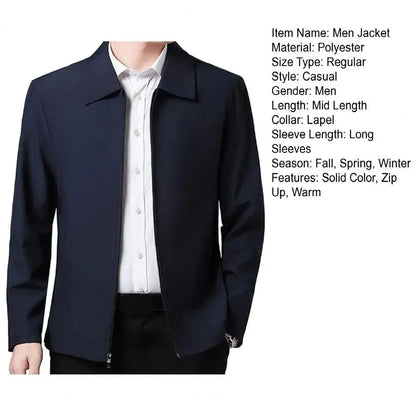 Men Coat Cardigan Solid Color Turn-down Collar Loose Cardigan Spring Jacket for Business Work Male Clothing Streetwear