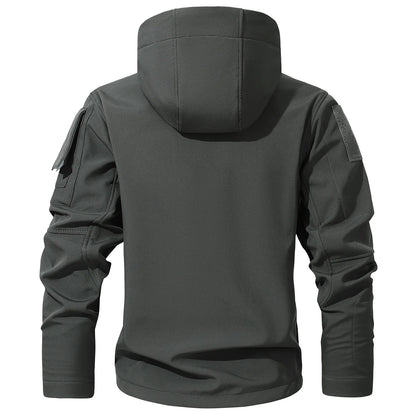 Mens workwear jacket loose fit hooded windbreaker outdoor casual streetwear stylish waterproof trekking coat rugged fashion