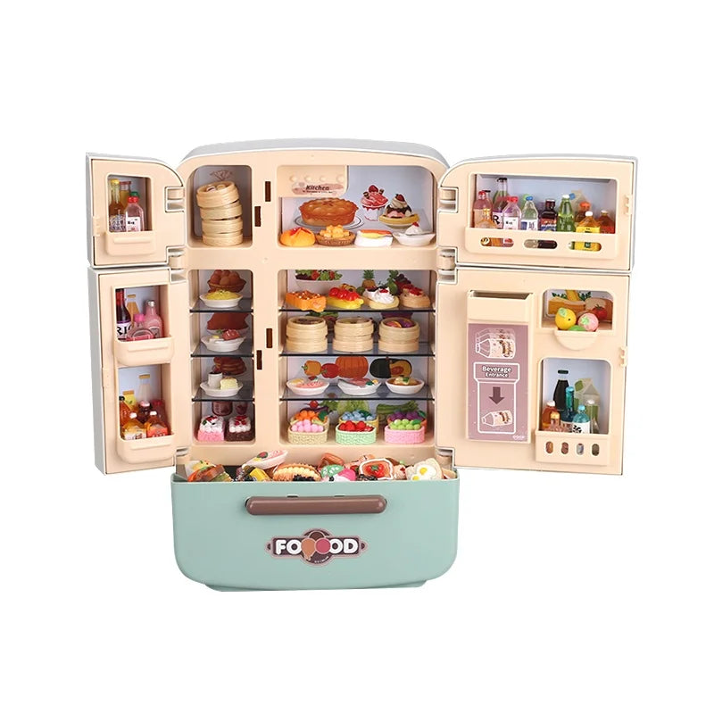 Children's toys simulated refrigerator girl boy large kitchen mini food play house holiday gift wisdom