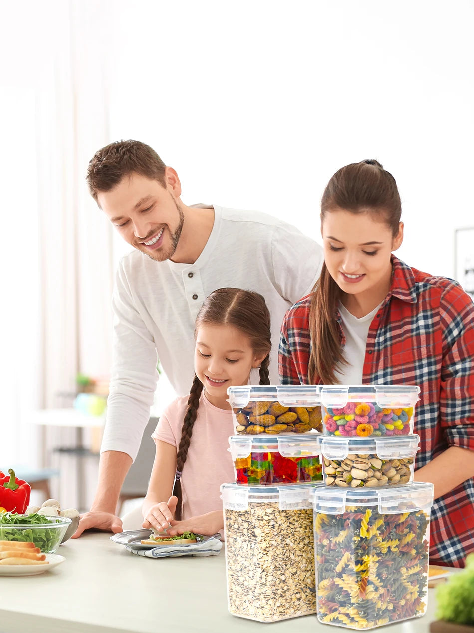 Kitchen Storage Container with Lid Airtight Set of 16 Set 2.8 L / 2.0 L / 1.4 L / 0.8 L/0.52L/0.32L/0.24L  BPA Free