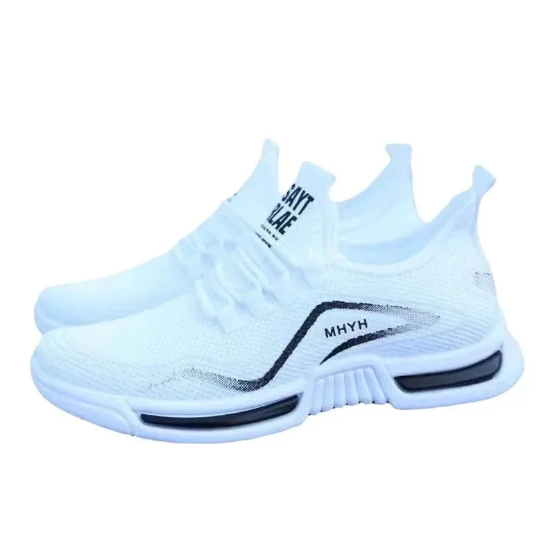 Men's sports shoes  new sports trendy shoes anti slip casual running shoes breathable and comfortable white shoes