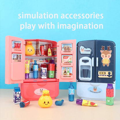 Children Toys Mini Doll Fridge Furniture Kitchen Miniatures Refrigerator Role Playing Game Montessori Play Food Toys for Girls