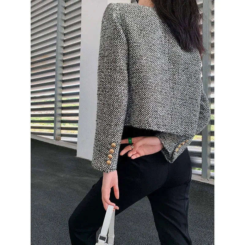 Coat Women Winter Jacket New Autumn and Winter Korean Women's Single-breasted High-quality Chic Tweed Retro Top Coat Women 2024