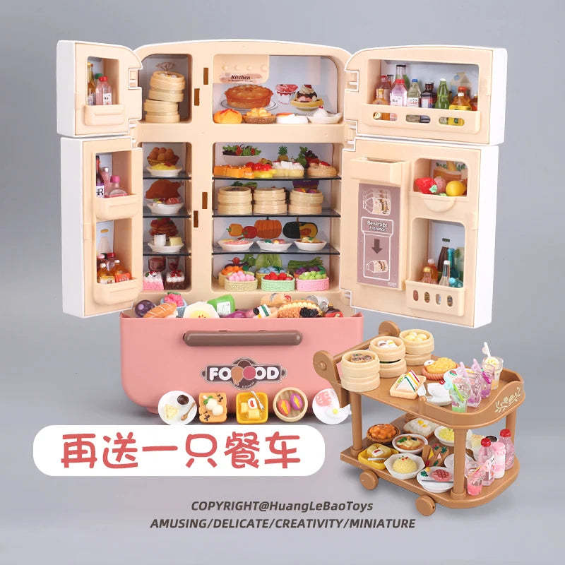 Children's toys simulated refrigerator girl boy large kitchen mini food play house holiday gift wisdom