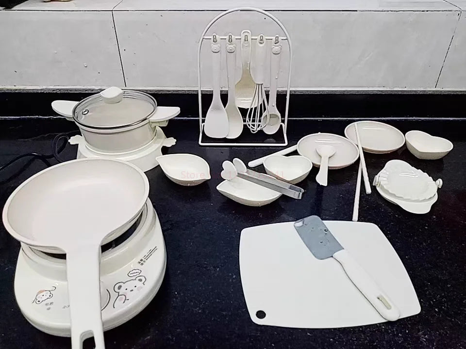 Mini Kitchenette Children'S Educational Toys Boy And Girl Pretend Play Kitchenette Full Set Real Cooking  Chidren Birthday Gifts