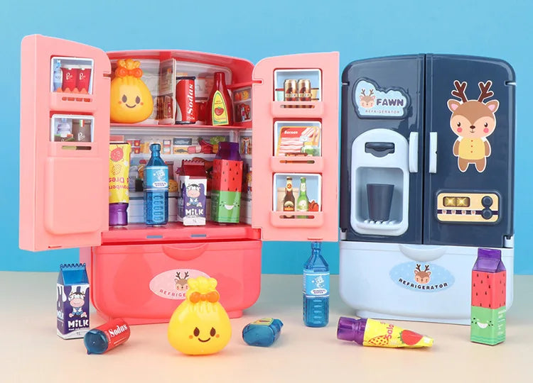 Children Toys Mini Doll Fridge Furniture Kitchen Miniatures Refrigerator Role Playing Game Montessori Play Food Toys for Girls