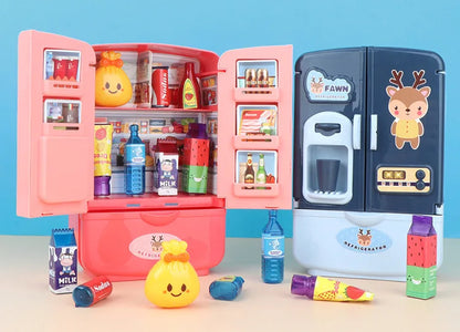 Children Toys Mini Doll Fridge Furniture Kitchen Miniatures Refrigerator Role Playing Game Montessori Play Food Toys for Girls