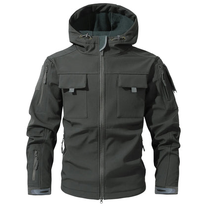 Mens workwear jacket loose fit hooded windbreaker outdoor casual streetwear stylish waterproof trekking coat rugged fashion