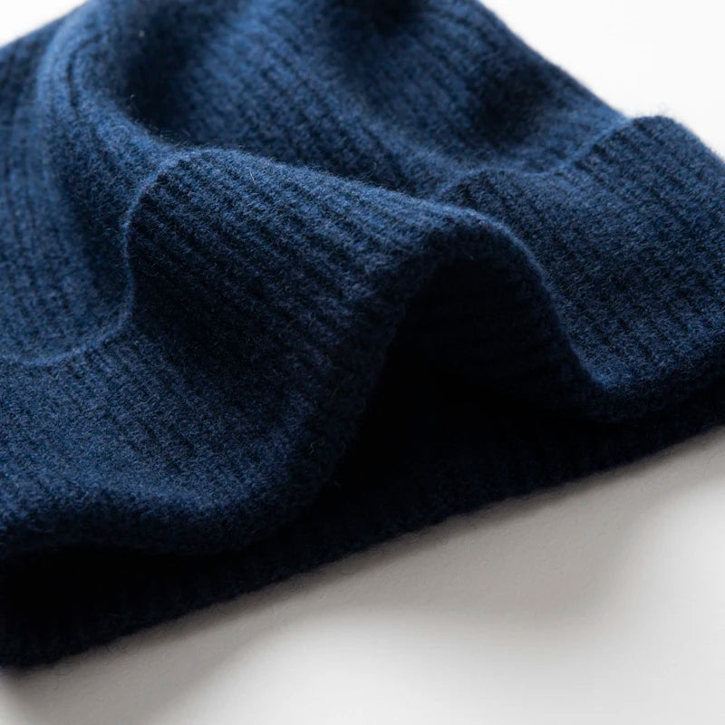 Winter New Hat for Men Knitted Korea Beanie Thick Hats Autumn Outdoor Warm Streetwear Cap Man 100% Cashmere Solid Color Soft Hat