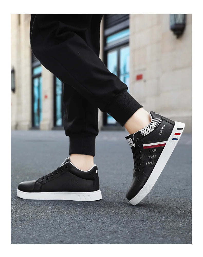 Men's Boots Spring Autumn Men High Top Ankle Boots White Breathable Men's Casual Shoes for Men Sneakers Platform New Men's Boots