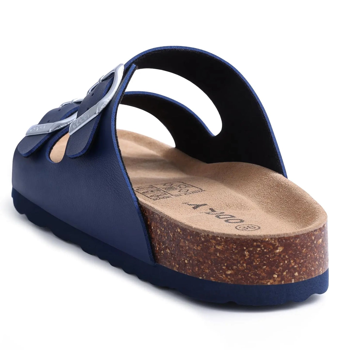 Crestar Classic Women's Cork Slippers Fashion Double Buckle Outdoor Beach Sandal Cork Footbed Leather Sandals Unisex Clogs Shoes