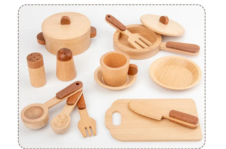 Natural Wood Children's Preschool Toys Fruits And Vegetables Simulation Play House Kitchenware Cognitive Wooden Model Toys