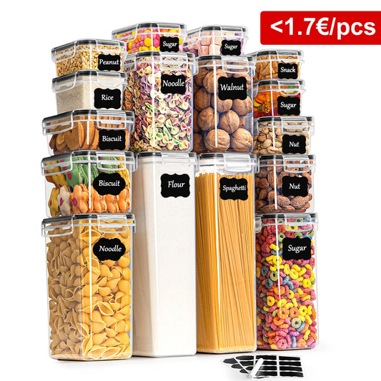 Kitchen Storage Container with Lid Airtight Set of 16 Set 2.8 L / 2.0 L / 1.4 L / 0.8 L/0.52L/0.32L/0.24L  BPA Free