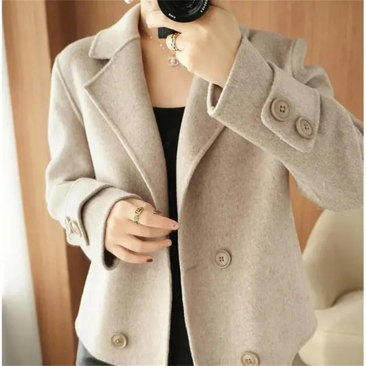 New High-End Single-Sided Woolen Coat For Women Fashion Casual Small Suit Autumn Winter Short Woolen Blending Coat Female