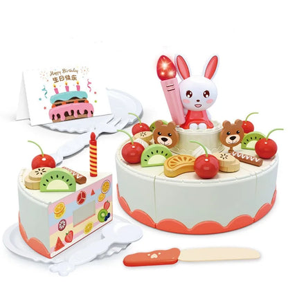 Children's Birthday Cake Toys Play Home Afternoon Tea Birthday Party Set Kitchen Toys with Light Music Early Education