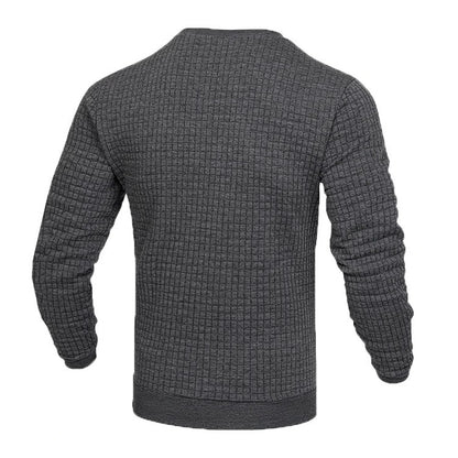 Men's coat fashion small check Waffle youth round neck jacquard check hoodie