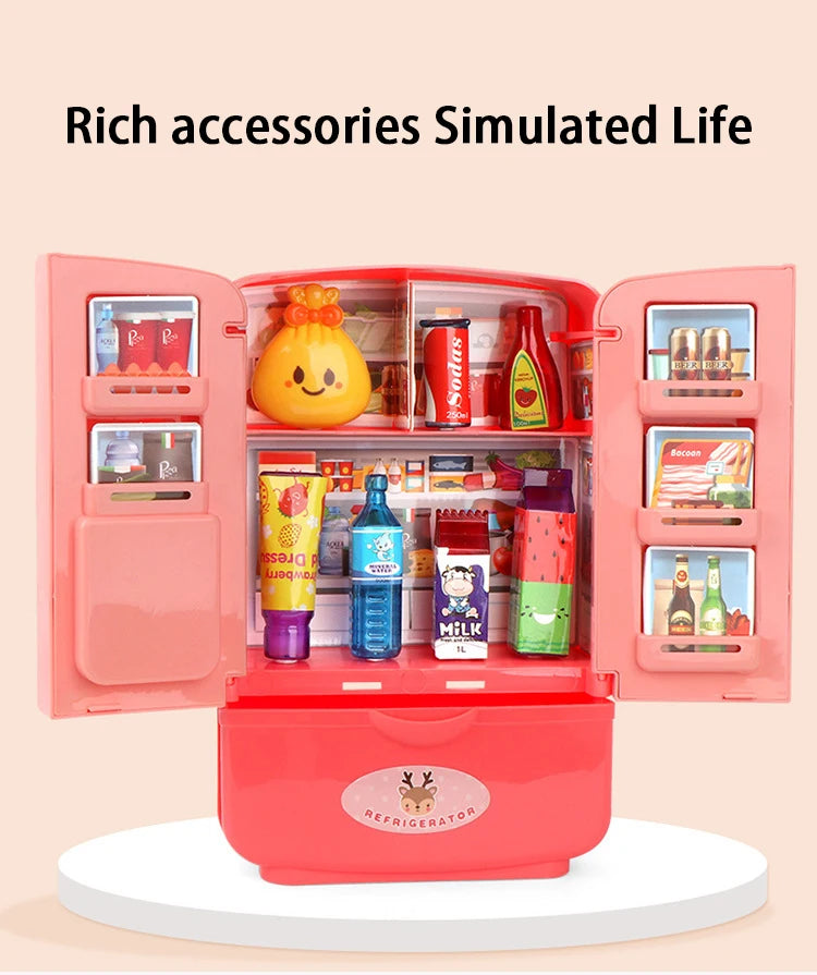 Children Toys Mini Doll Fridge Furniture Kitchen Miniatures Refrigerator Role Playing Game Montessori Play Food Toys for Girls