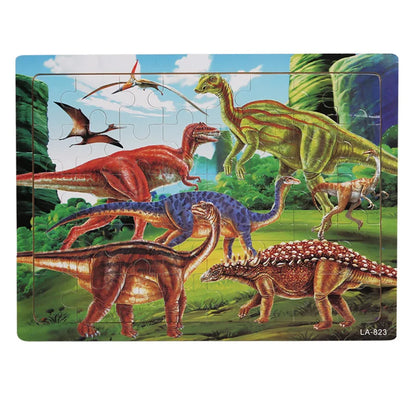 Children 40Piece Montessori Toys Wooden Puzzles Cartoon Animal/vehicle Intelligence Jigsaw 3d Puzzles Educational Toys