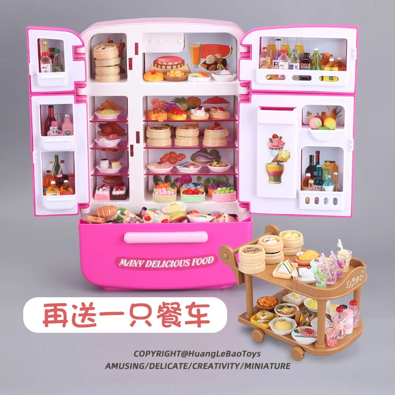 Children's toys simulated refrigerator girl boy large kitchen mini food play house holiday gift wisdom