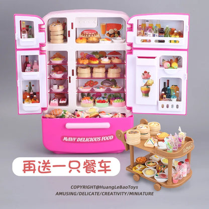 Children's toys simulated refrigerator girl boy large kitchen mini food play house holiday gift wisdom