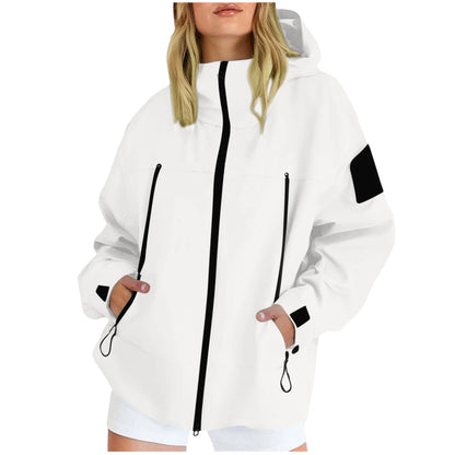 Women'S Tops Hooded Windbreaker Women'S Jacket Waterproof Coat Outdoor Travel Contrast Functional Style Solid Color Adventure
